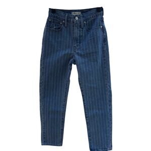 WOT‎ Madewell The Perfect Crop Jean L3915 Blue Cotton Pinstripe Jeans Size 24